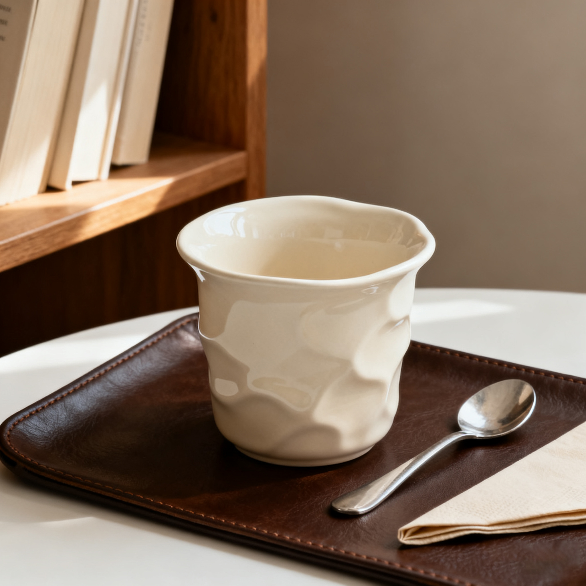 Tasse à café en céramique blanche irrégulière