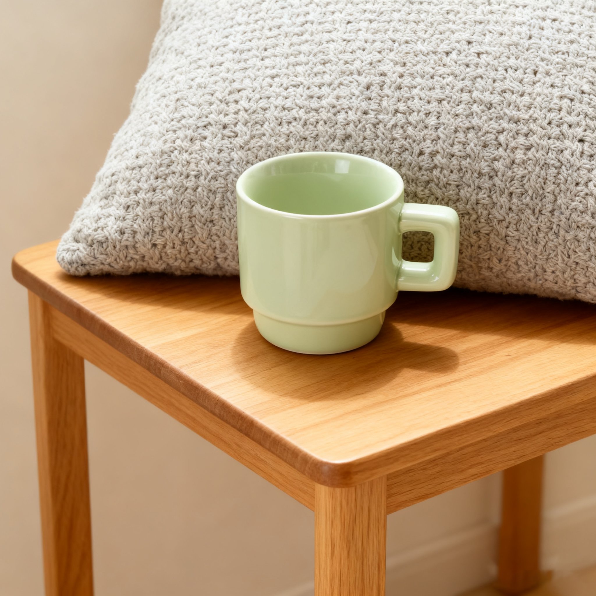 Gros plan sur la tasse verte pomme verte avec boisson chaude
