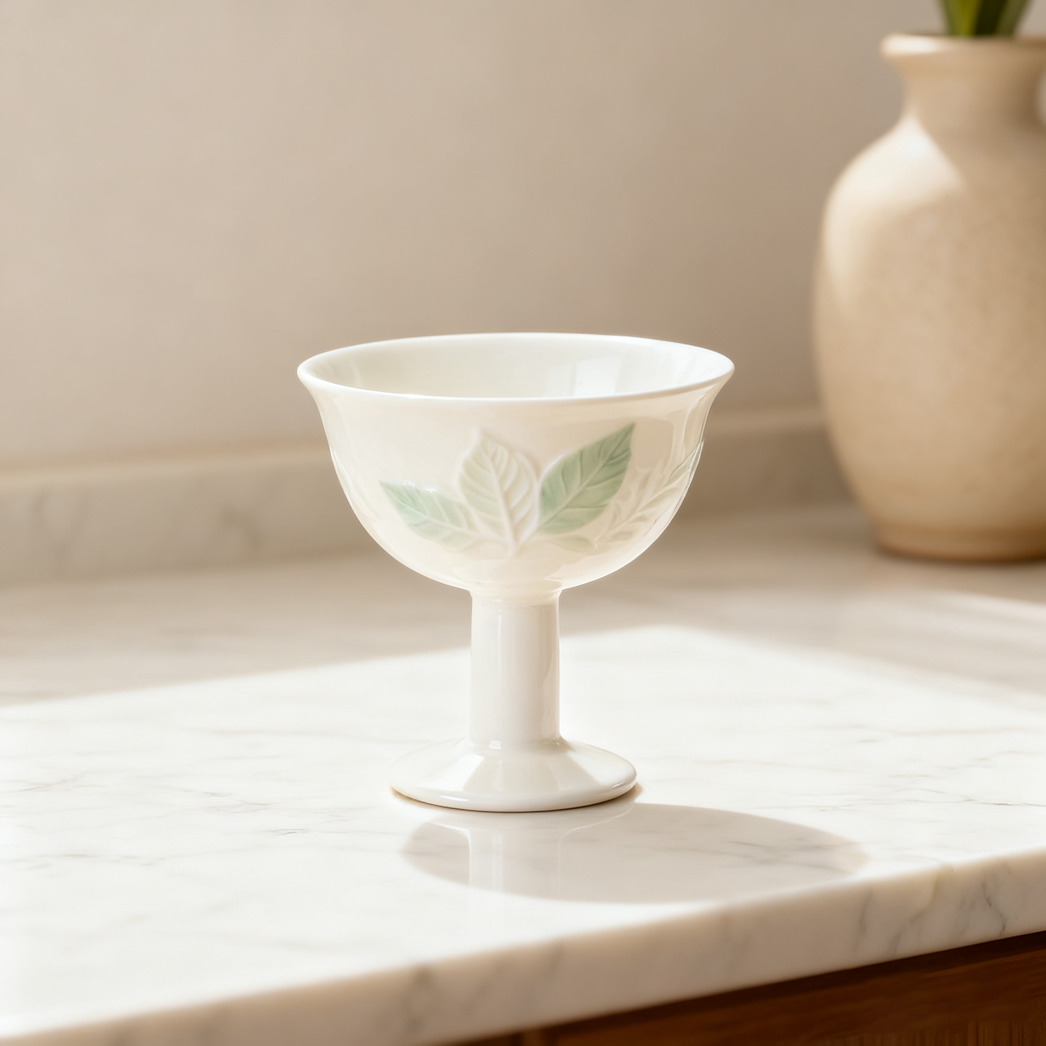 Gobelet en céramique à motif de feuilles