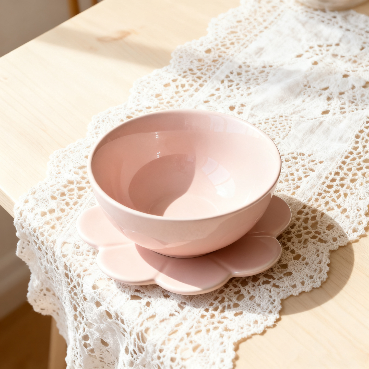 Ensemble de bols à fleurs roses