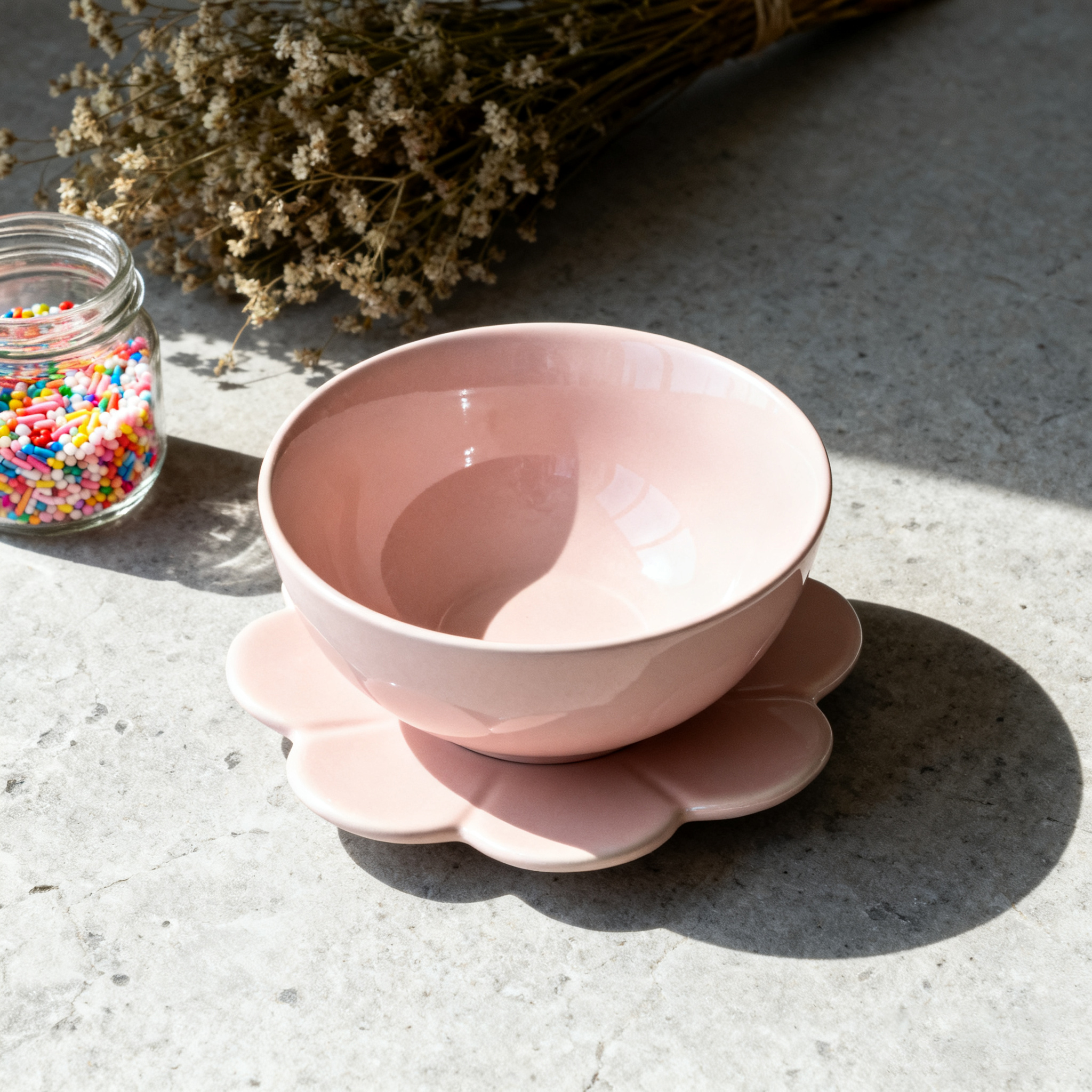 Ensemble de bols à fleurs roses