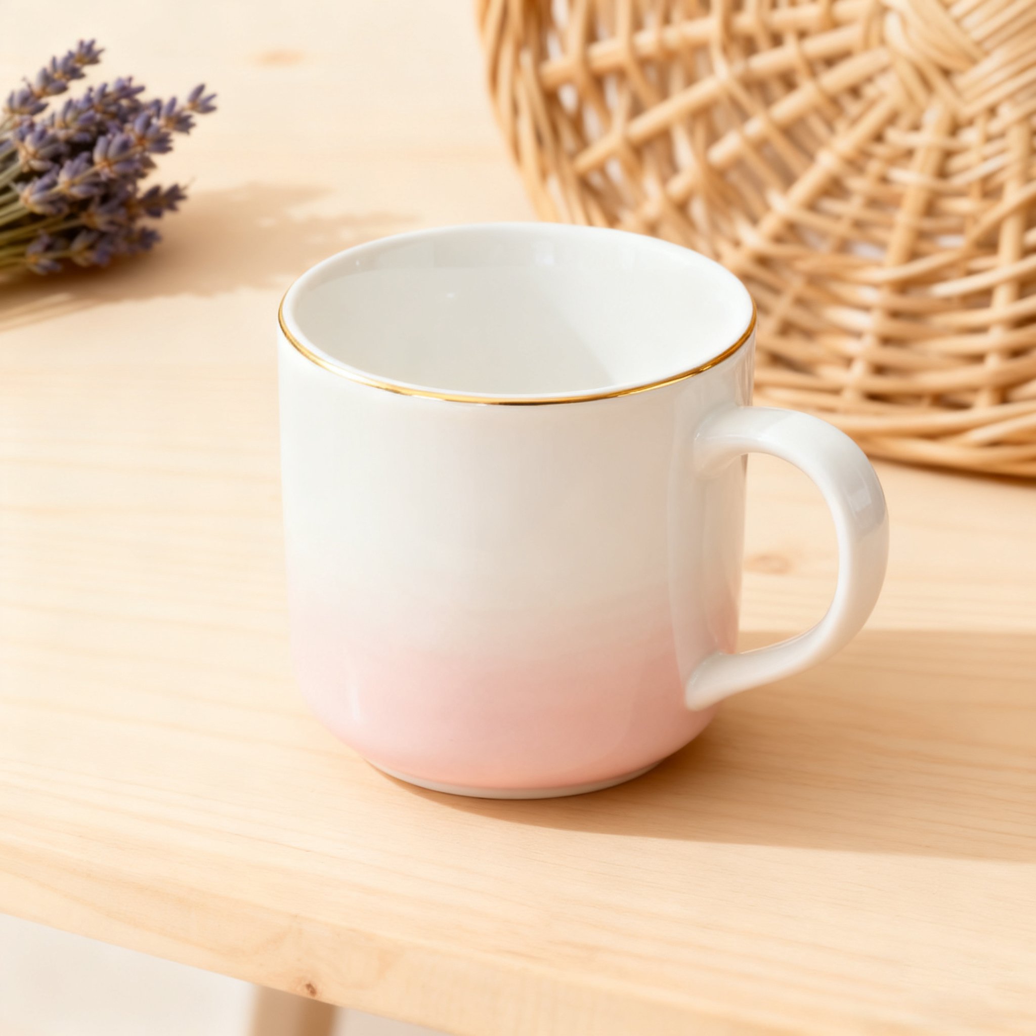 Tasse à effet dégradé rose vue de face