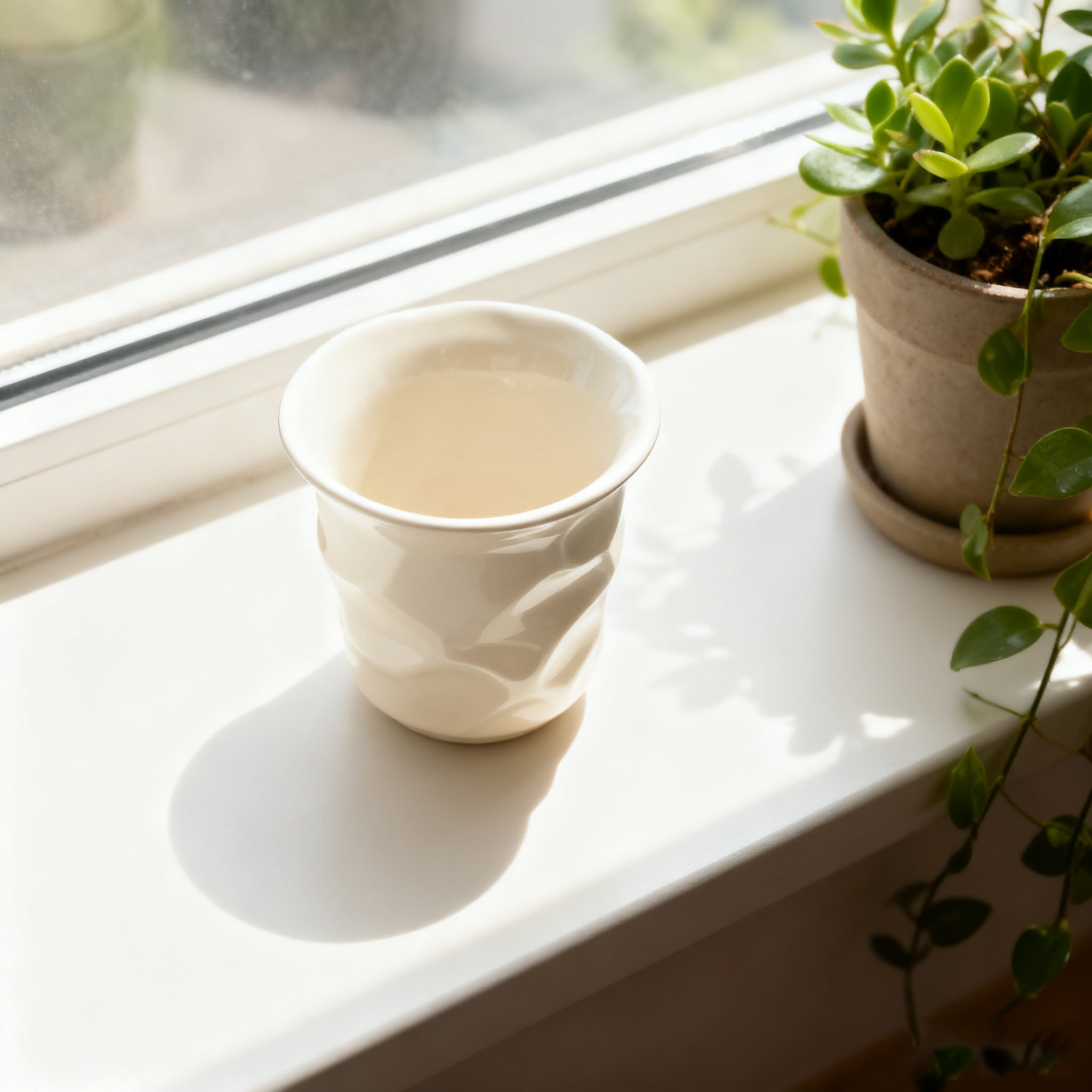 Tasse à café artisanale en céramique blanche avec poignée ergonomique