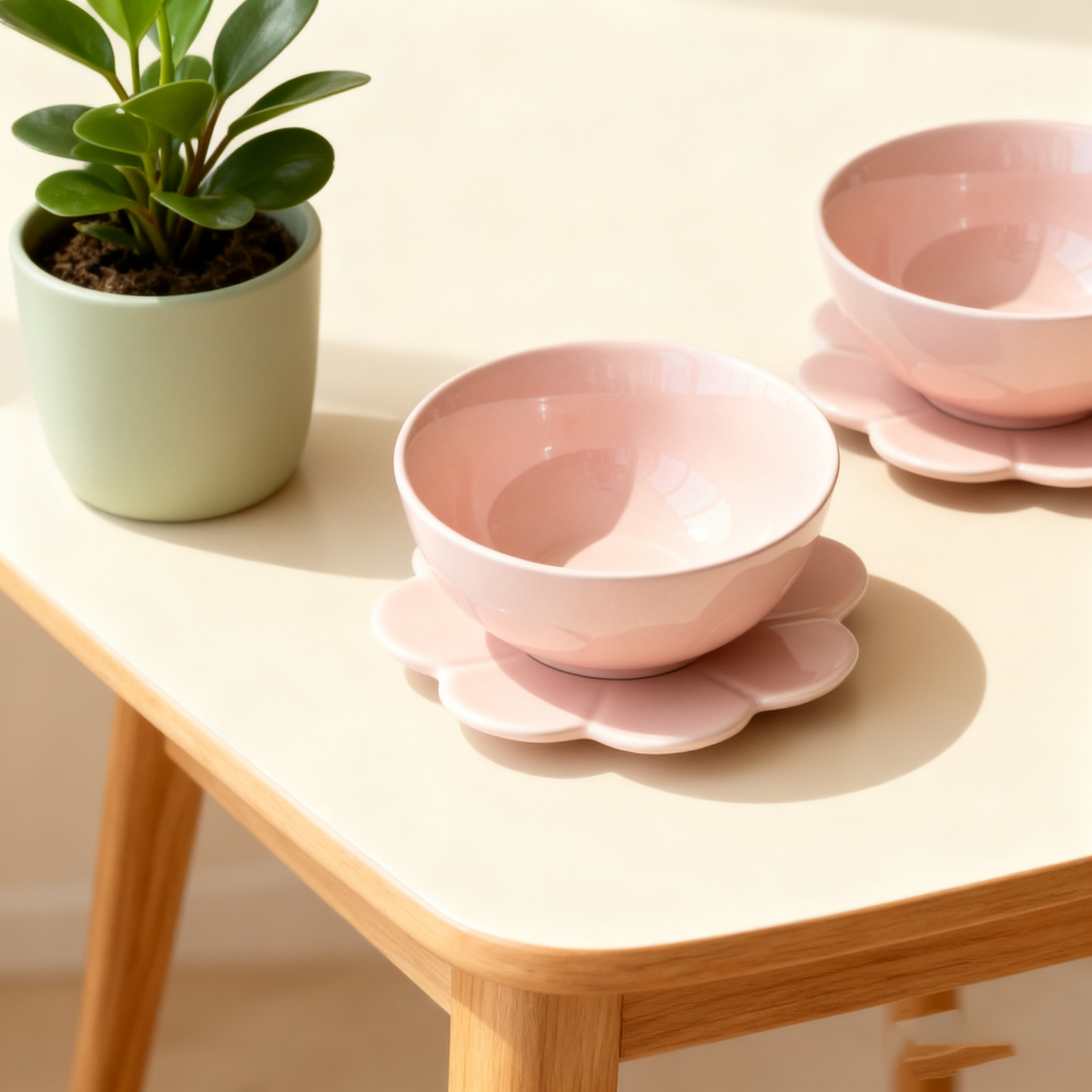 Ensemble de bols à fleurs roses