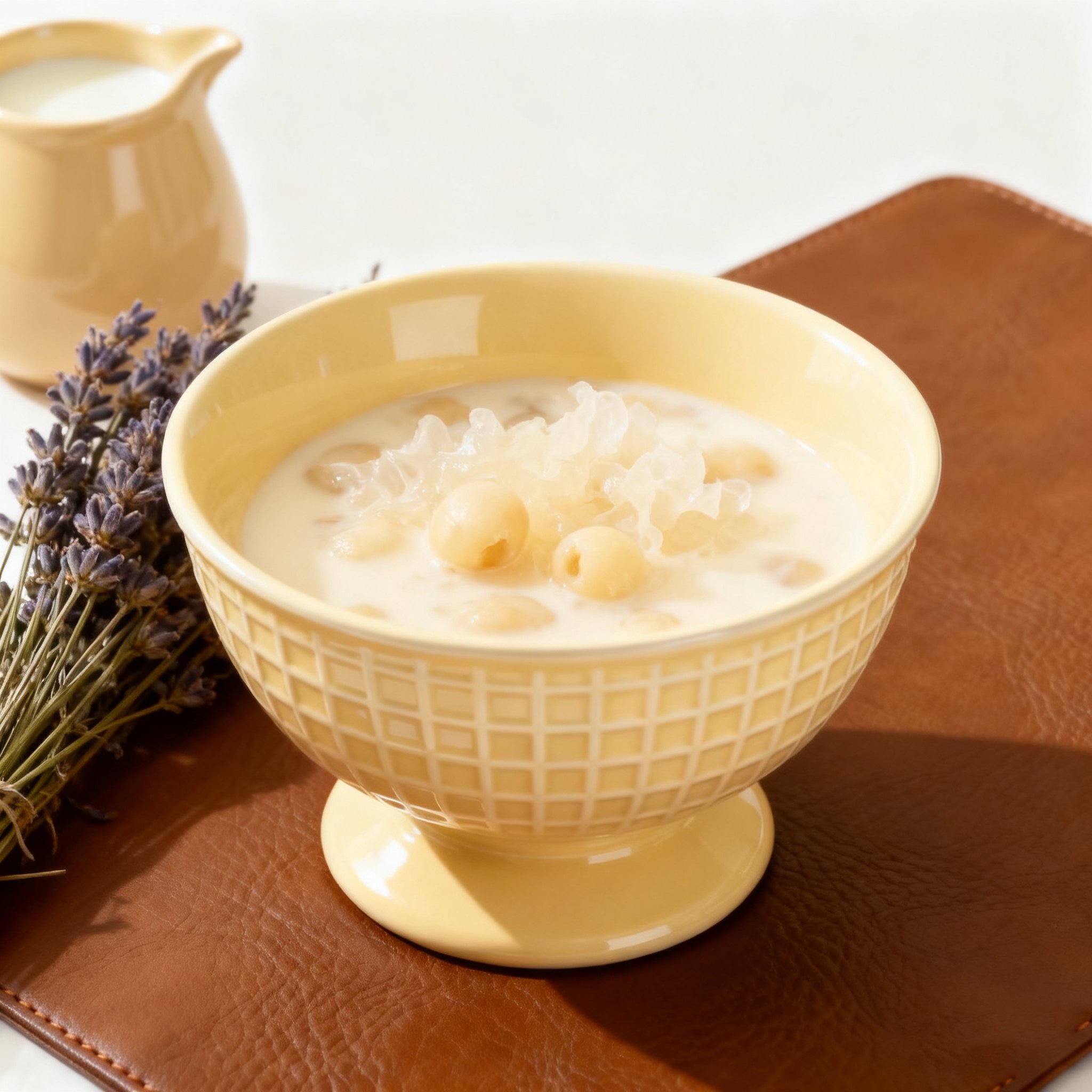 Détail du motif texturé du bol en céramique à pied haut