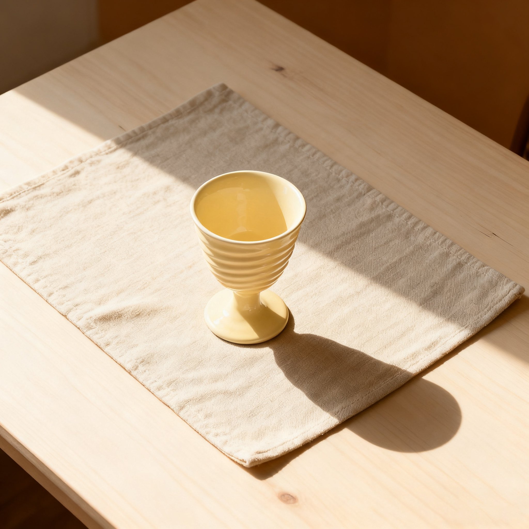 Tasse en céramique texturée à pied haut vue de face