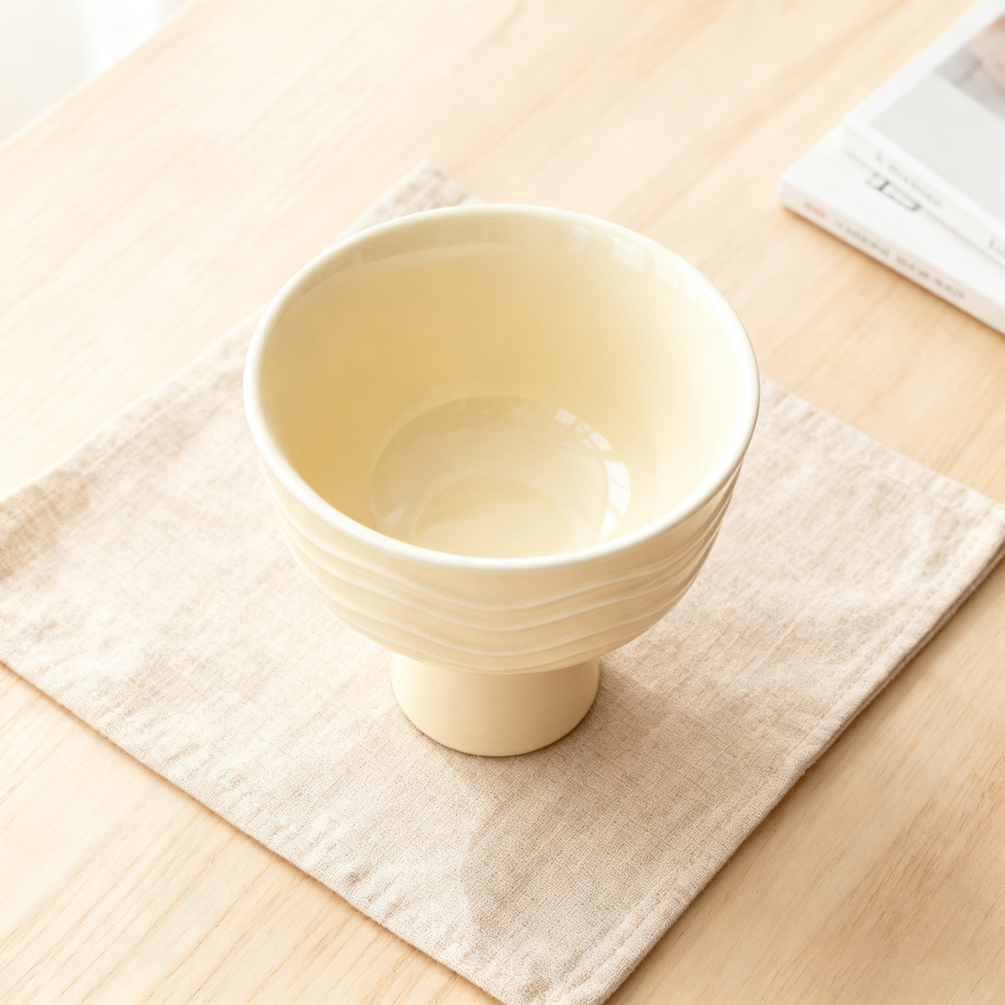 Tasse en céramique à pied haut avec texture ondulée