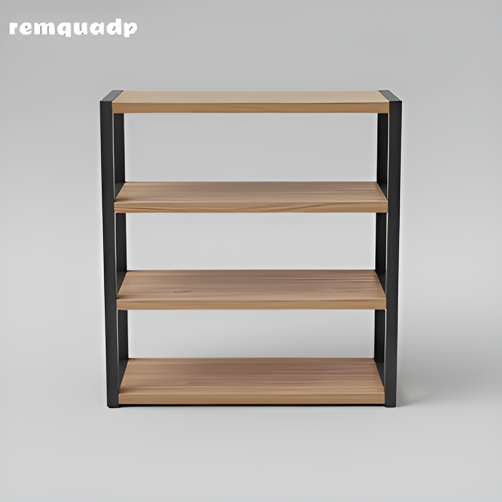 Úložný regál jednoduchý obývací pokoj z oceli a dřeva vícevrstvá police