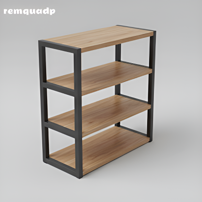 Úložný regál jednoduchý obývací pokoj z oceli a dřeva vícevrstvá police