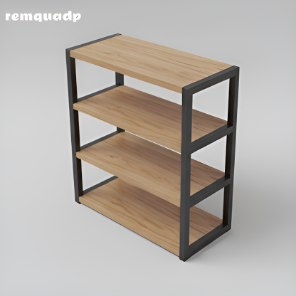 Úložný regál jednoduchý obývací pokoj z oceli a dřeva vícevrstvá police