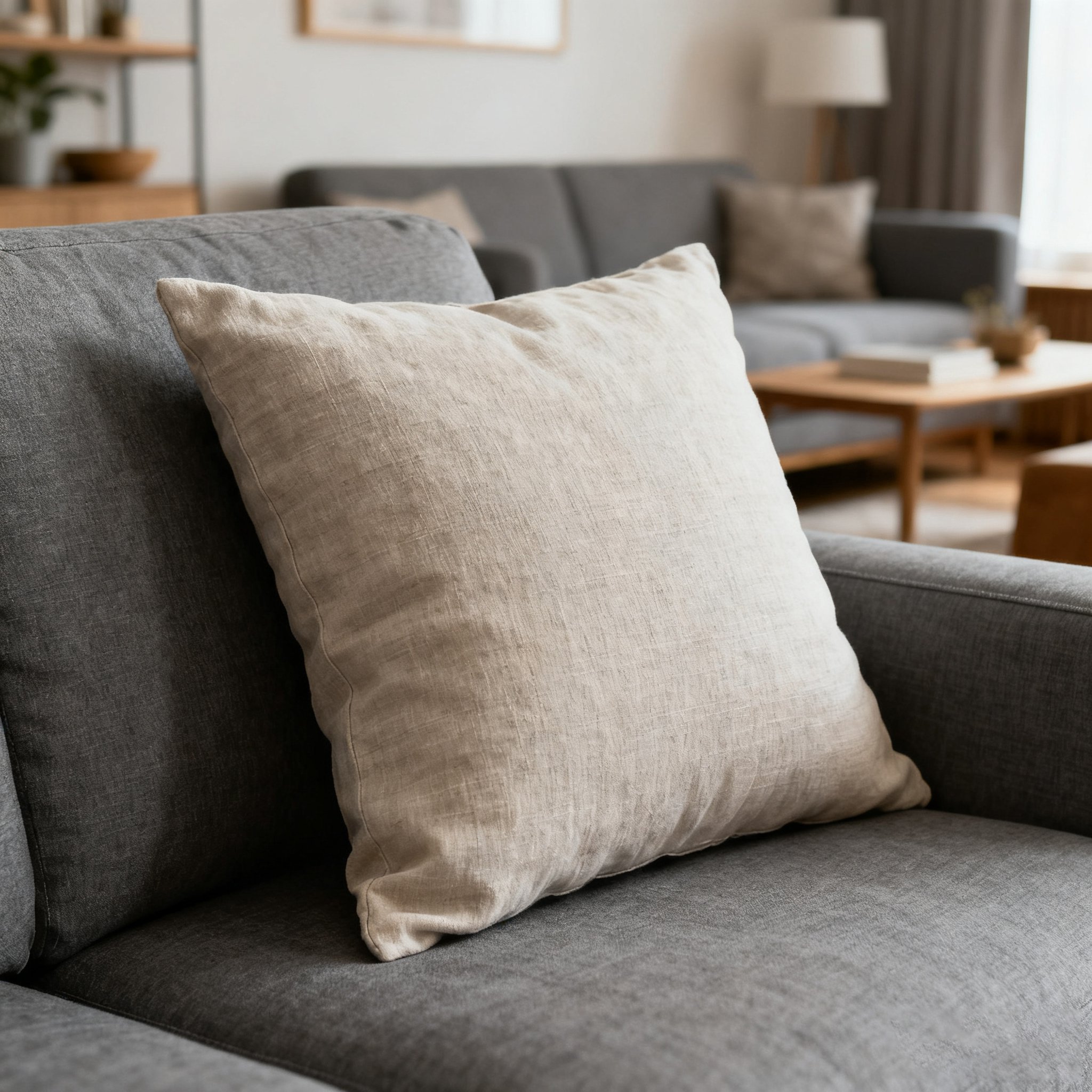 Zoom sur la texture moelleuse de l’oreiller confortable