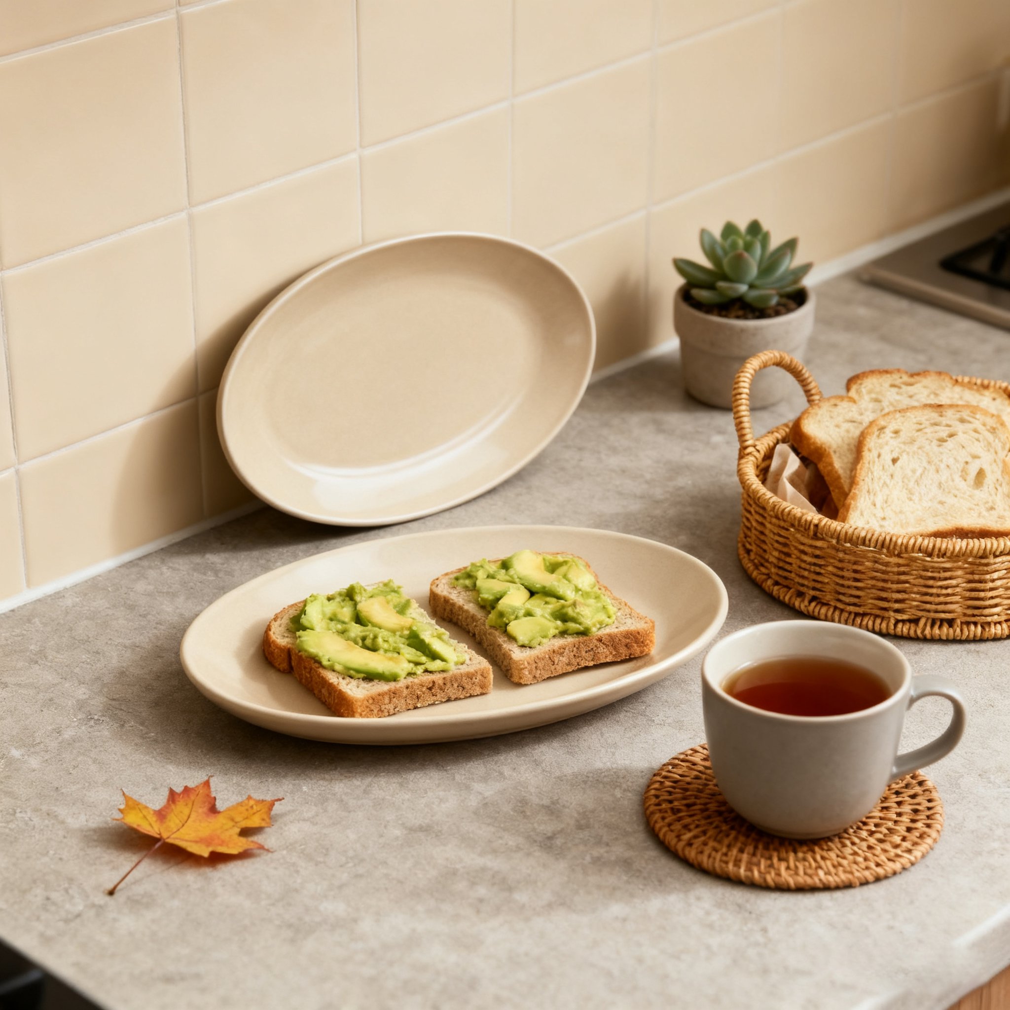 Vue rapprochée de l'assiette ovale en céramique