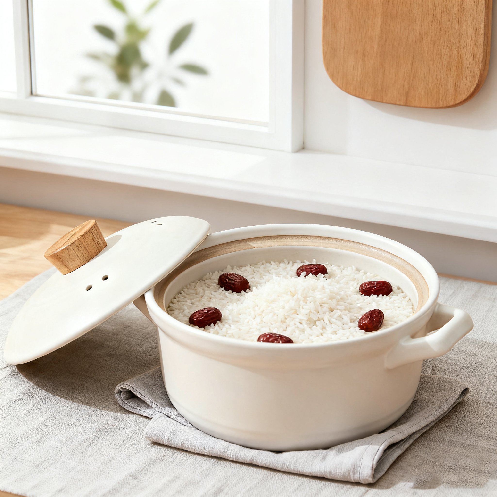 Cocotte de haute qualité en fonte sur la table de cuisine