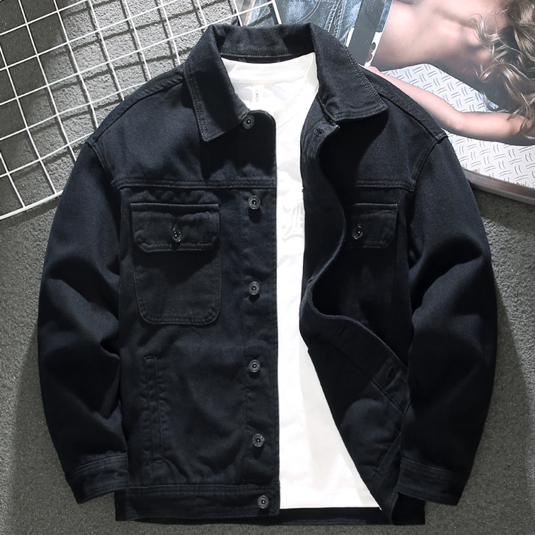 Handsome autumn and winter new style detachable hooded denim jacket men's trendy brand Korean version velvet thickened motorcycle jacket men's trendy