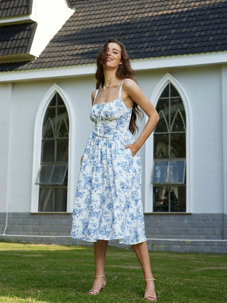 Women 2025 Summer Comfy Floral Dress with Pocket