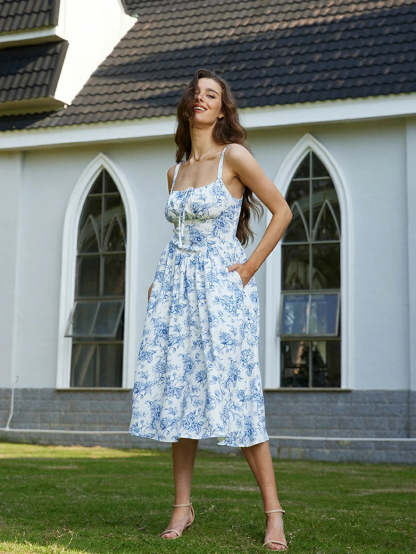 Women 2025 Summer Comfy Floral Dress with Pocket