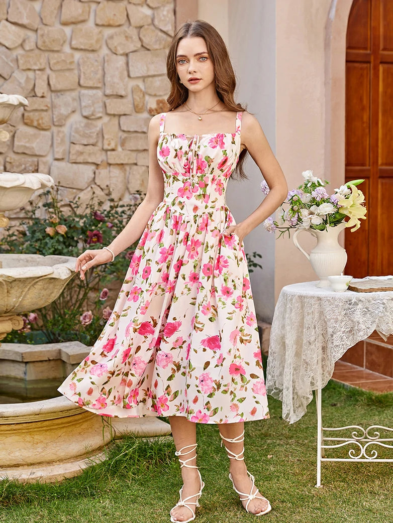 Women 2025 Summer Comfy Floral Dress with Pocket