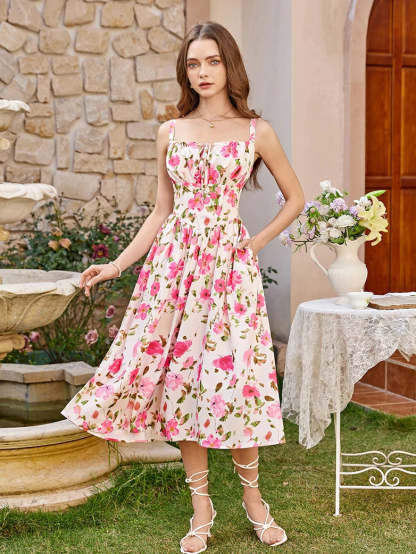 Women 2025 Summer Comfy Floral Dress with Pocket