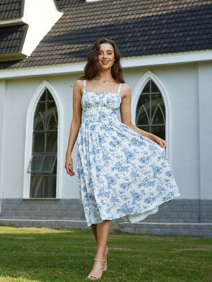 Women 2025 Summer Comfy Floral Dress with Pocket