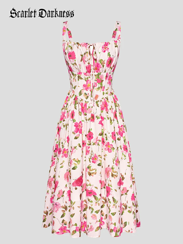 Women 2025 Summer Comfy Floral Dress with Pocket