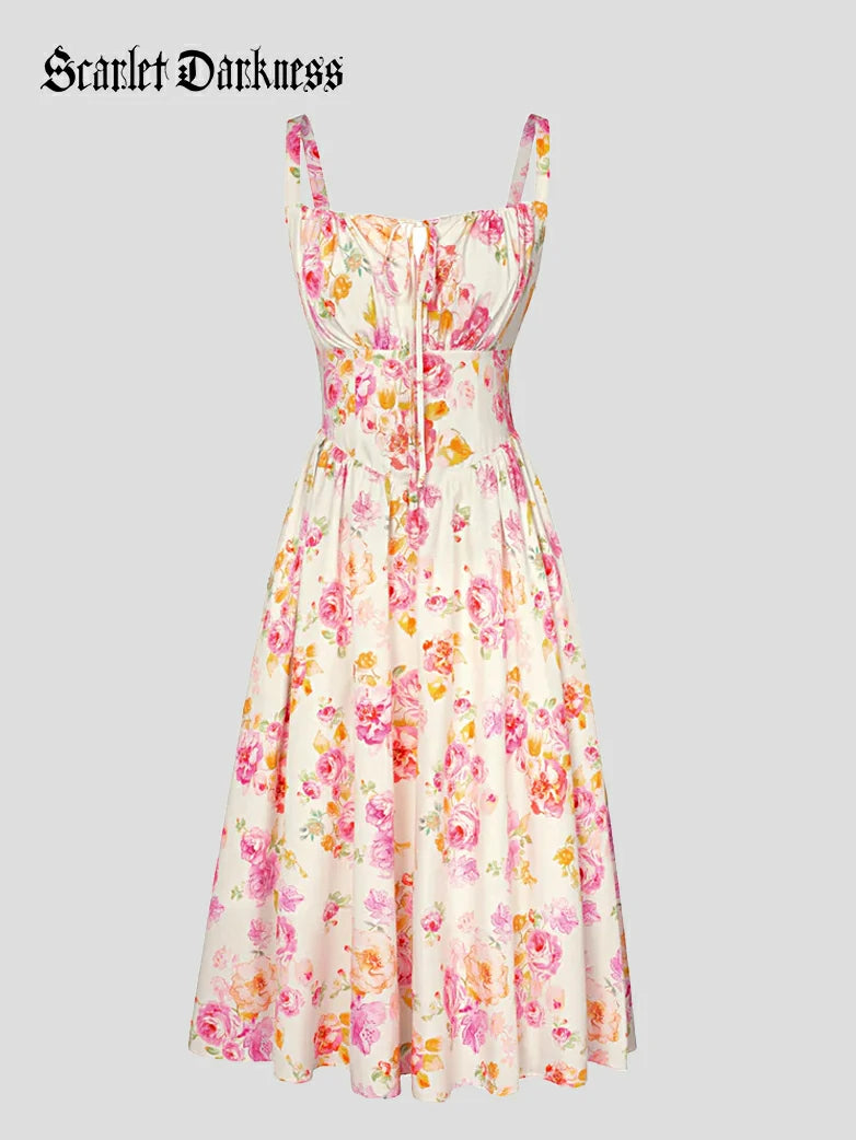 Women 2025 Summer Comfy Floral Dress with Pocket