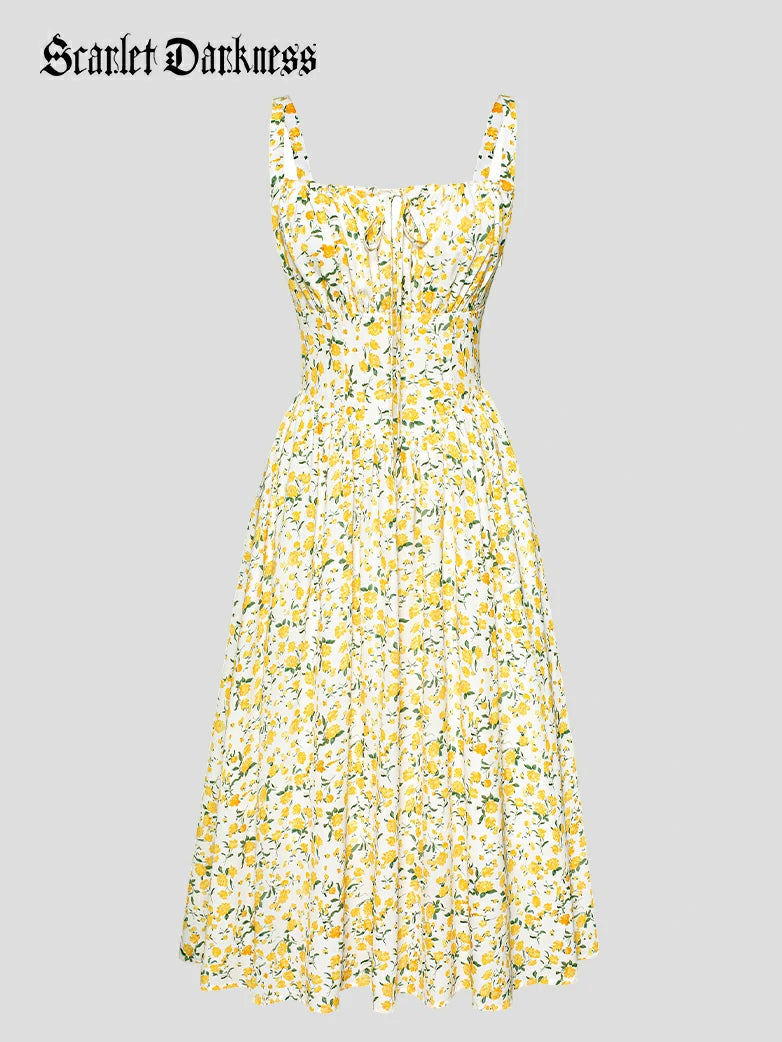 Women 2025 Summer Comfy Floral Dress with Pocket