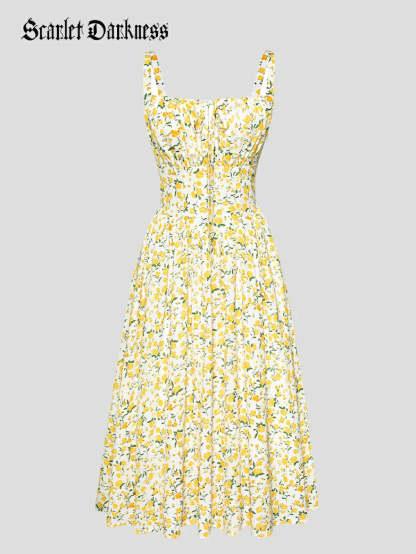 Women 2025 Summer Comfy Floral Dress with Pocket