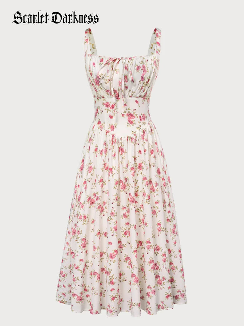 Women 2025 Summer Comfy Floral Dress with Pocket