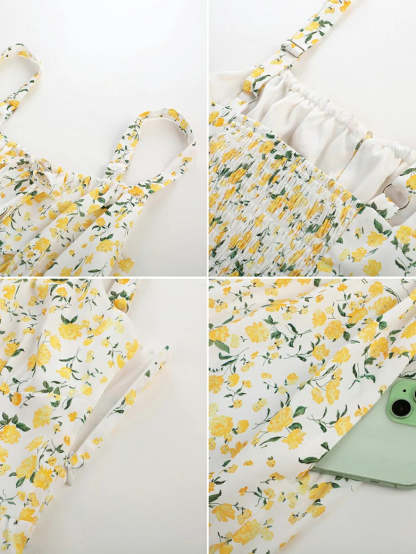 Women 2025 Summer Comfy Floral Dress with Pocket