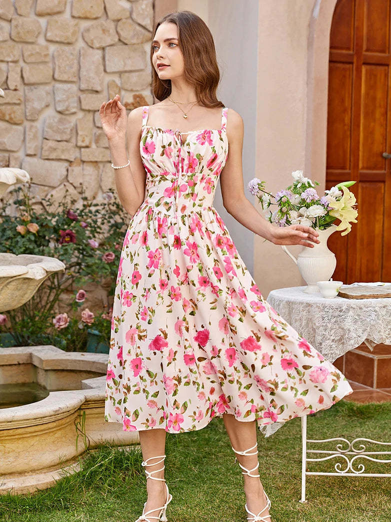 Women 2025 Summer Comfy Floral Dress with Pocket