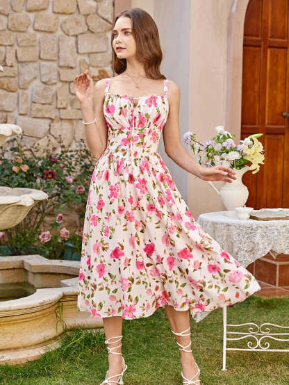 Women 2025 Summer Comfy Floral Dress with Pocket