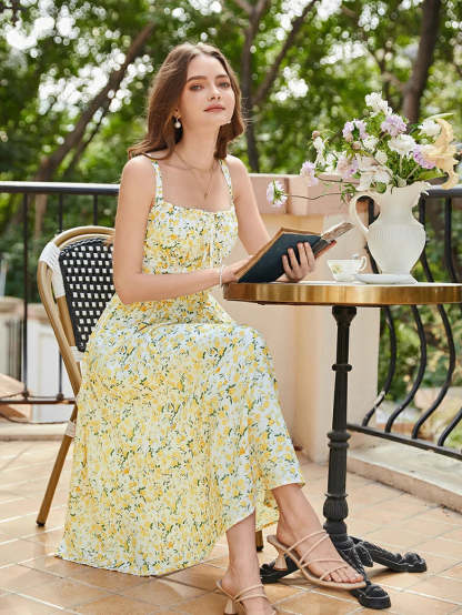 Women 2025 Summer Comfy Floral Dress with Pocket