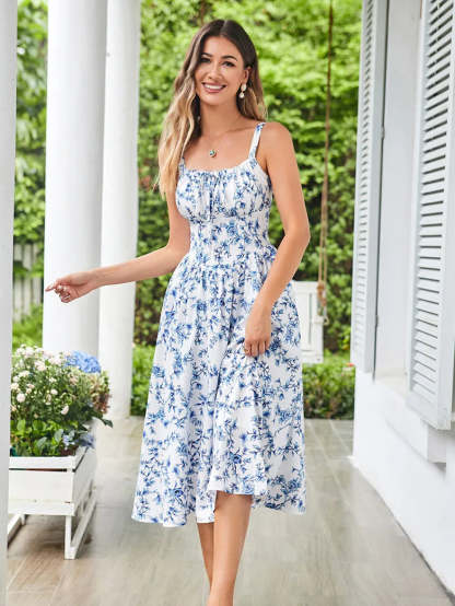 Women 2025 Summer Comfy Floral Dress with Pocket