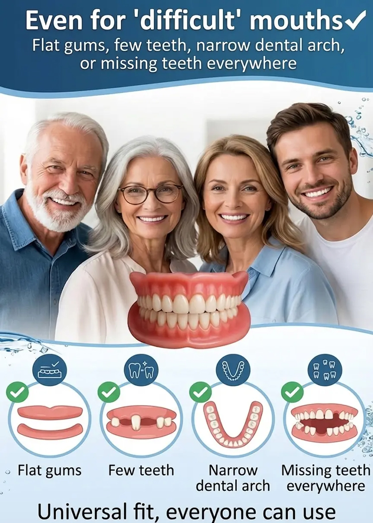 1s Snap-On Smile: No Glue, Perfectly Fits Even with Missing Teeth. Natural White & Ultra Durable