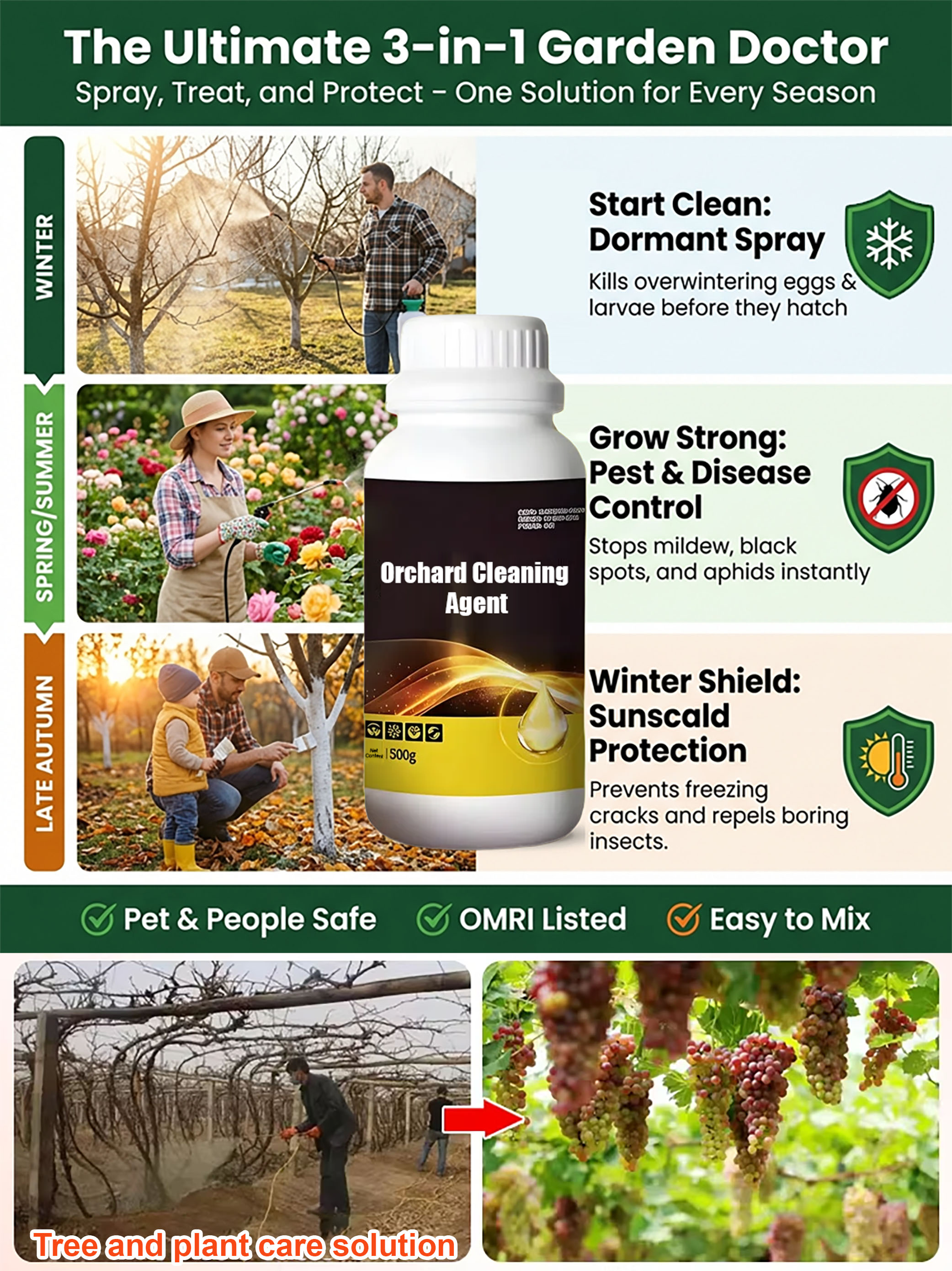 <1 Spray Protects Fruit Trees & Gardens for 1 Year> Professional-Grade Dormant Oil: Kills 99% of Overwintering Pests & Eggs Before They Hatch! 🌳
