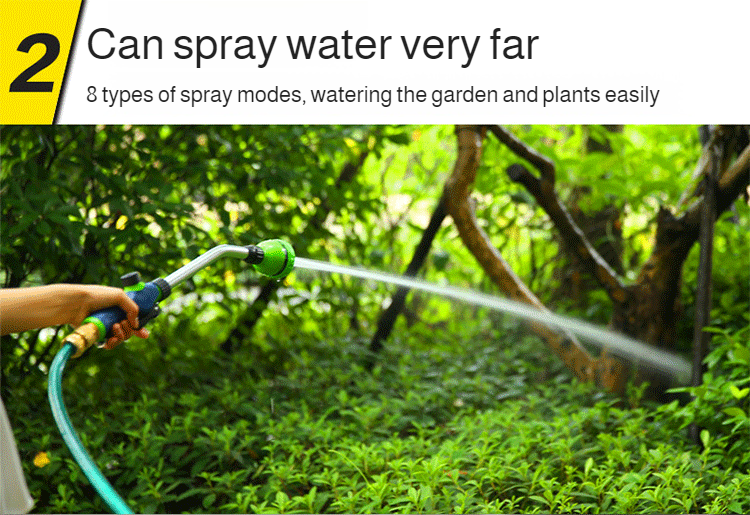 Close-up of adjustable nozzle on aluminum water spray gun