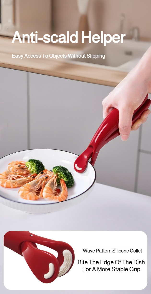 Household antiscald clip artifact holding hot pot safely