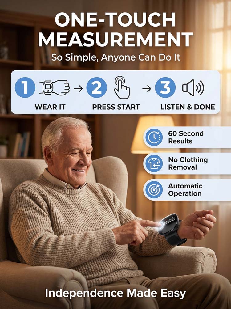 🔥 [Color-Coded & Voice Alert] Smart Wrist Blood Pressure Monitor - Instant Reading with Large LED Color Screen - One-Button Operation for Seniors - German Accuracy Chip - No More Guessing, Just Peace of Mind - Lifetime Warranty & 50% Health Subsidy Appli