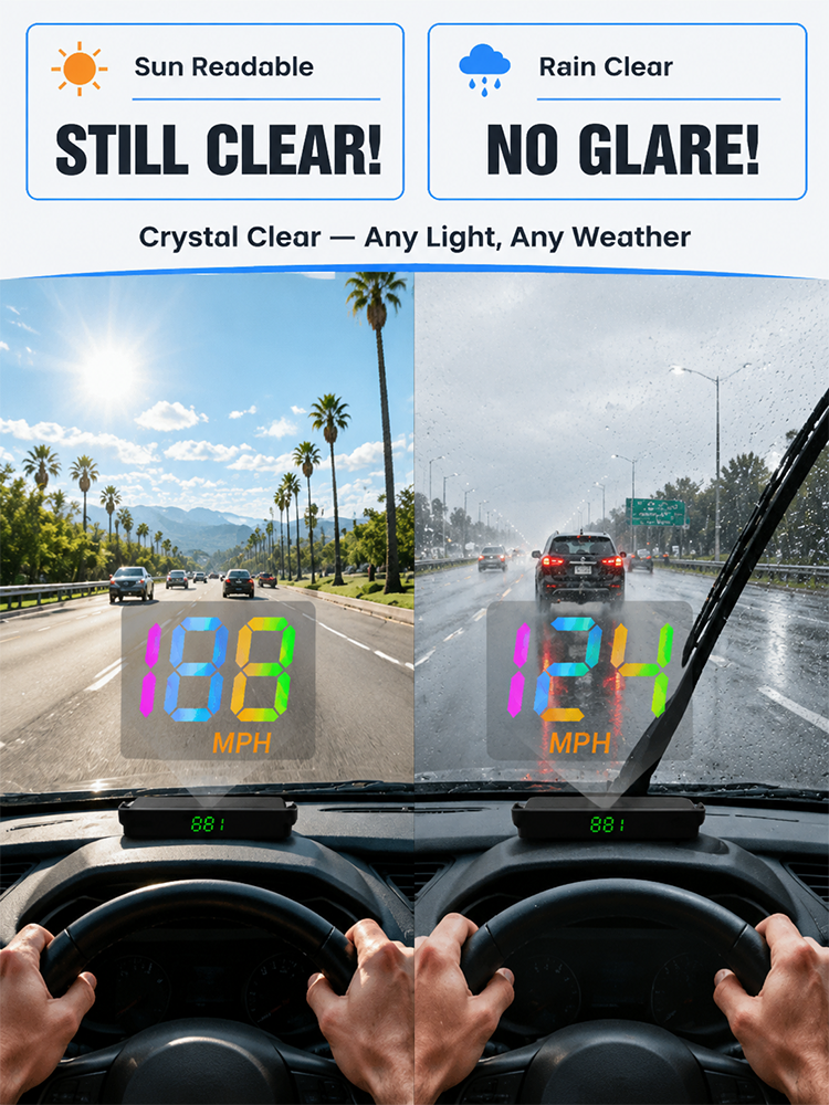 🚗 Universal HUD Projector | Real-Time GPS Speedometer | Over-Speed Alert | Plug & Play 🌟