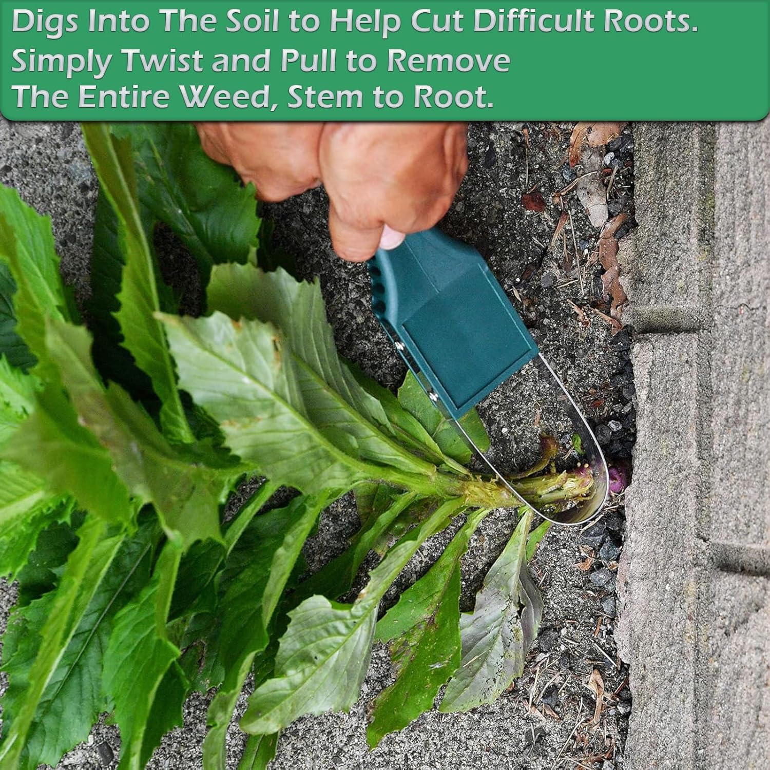 Manual weeding tool for easy weed removal