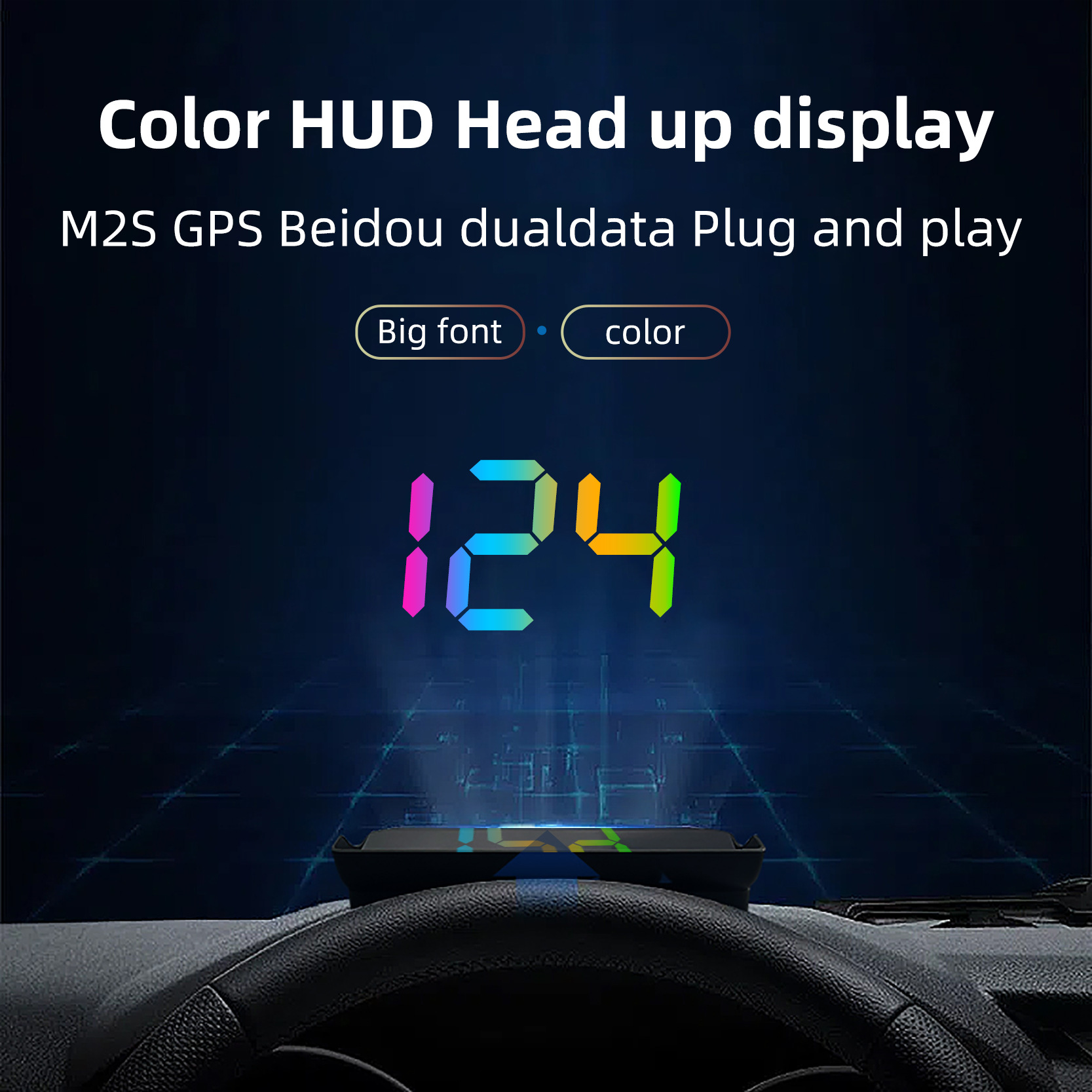 🚗 Universal HUD Projector | Real-Time GPS Speedometer | Over-Speed Alert | Plug & Play 🌟