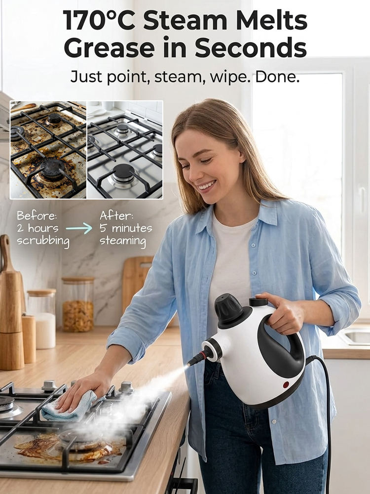 🌟For the price of a family pizza night 🍕, get a 2500W high-pressure steam cleaner 💨—no need to touch toxic bleach or scrub gross grout ever again! 👍
