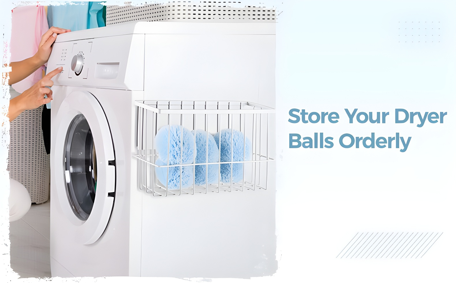 Magnetic dryer wool ball rack mounted on washing machine