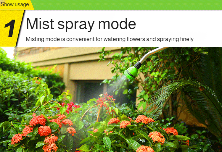 Aluminum tube water spray gun with 8-section adjustable nozzle