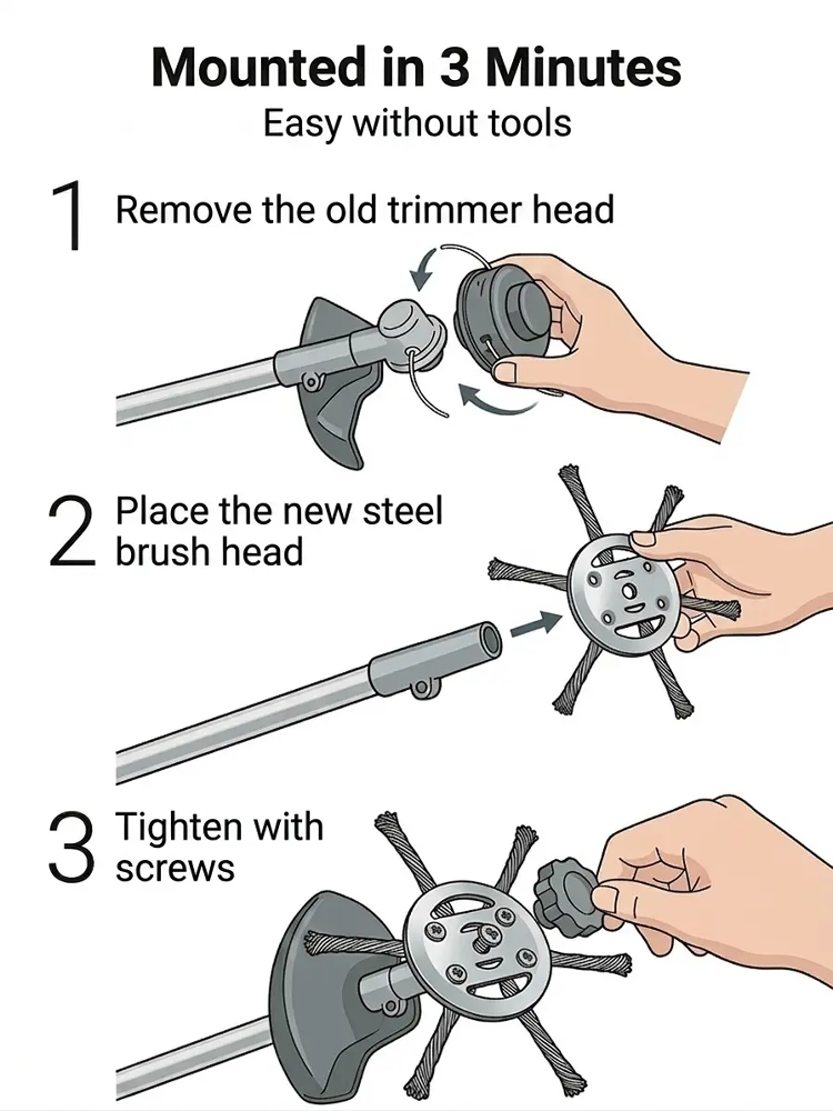 Stop Back Pain 🛠️ Pro Steel Trimmer Head: Kills Roots 4 Inches Deep and Fits Existing Mowers ⚡