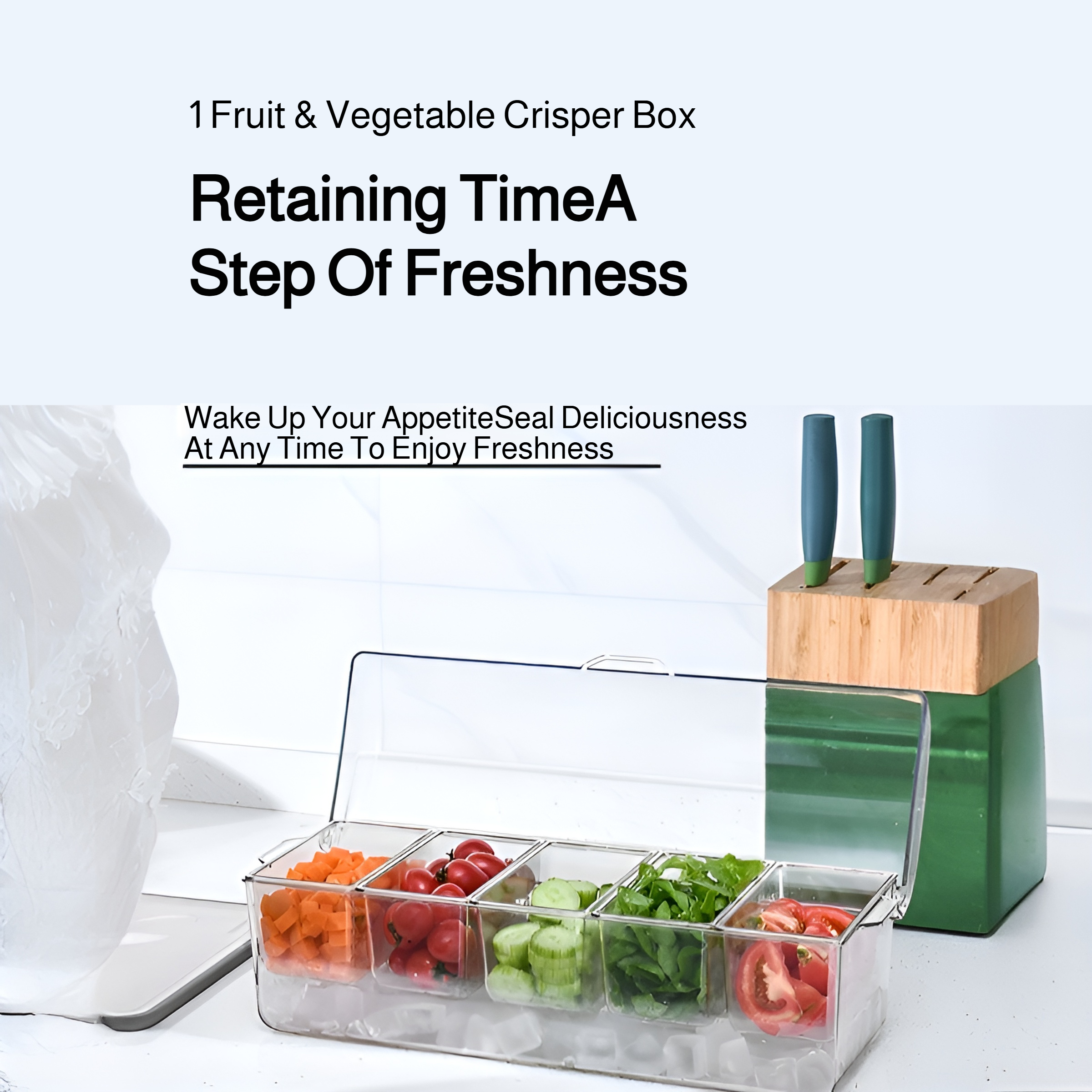 Five compartment salad storage box for outdoor parties