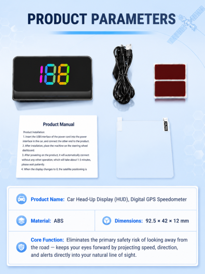 🚗 Universal HUD Projector | Real-Time GPS Speedometer | Over-Speed Alert | Plug & Play 🌟