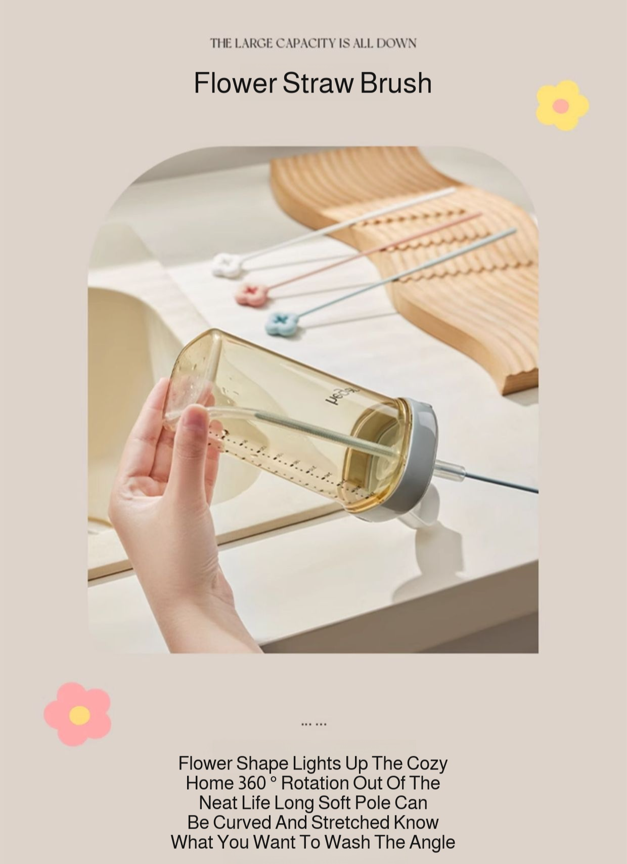 Household silicone bottle brush set for reusable bottles