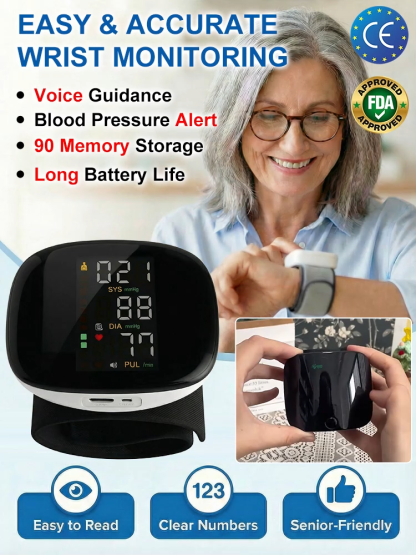 🔥 [Color-Coded & Voice Alert] Smart Wrist Blood Pressure Monitor - Instant Reading with Large LED Color Screen - One-Button Operation for Seniors - German Accuracy Chip - No More Guessing, Just Peace of Mind - Lifetime Warranty & 50% Health Subsidy Appli