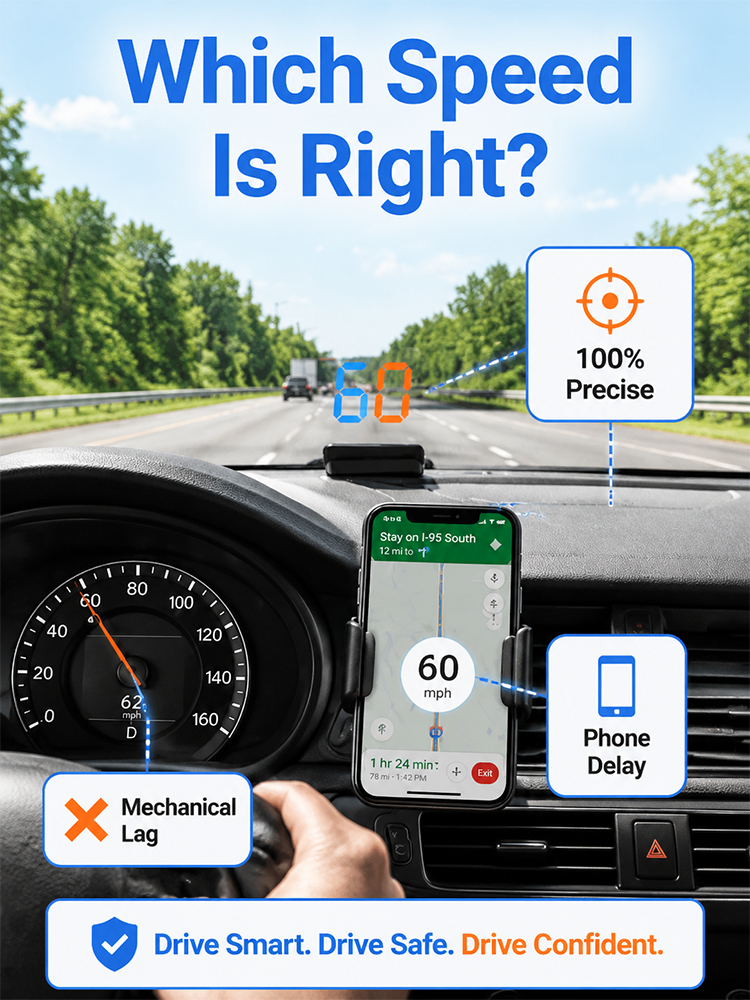🚗 Universal HUD Projector | Real-Time GPS Speedometer | Over-Speed Alert | Plug & Play 🌟